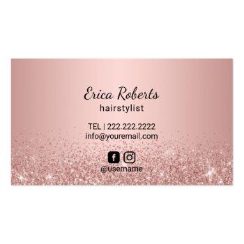 Small Hair Stylist Rose Gold Glitter Leopard Salon Business Card Back View