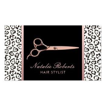 Small Hair Stylist Rose Gold Scissor Leopard Appointment Front View