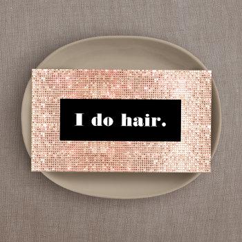 hair stylist salon rose gold faux sequins  business card