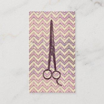 hair stylist scissors galaxy chevron purple shears business card