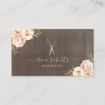 hair stylist vintage floral elegant beauty salon business card