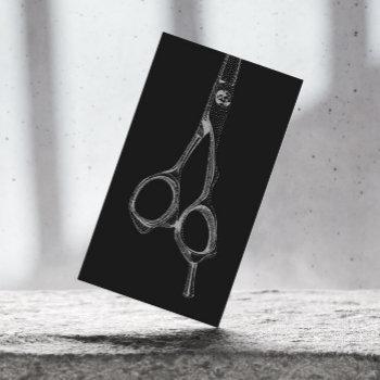 hair stylist vintage scissor elegant black business card