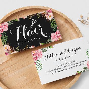 hairstylist hair stylist romantic floral wrapping business card