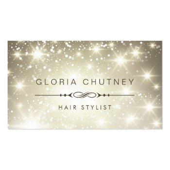 Small Hairstylist - Sparkling Bokeh Glitter Business Card Front View