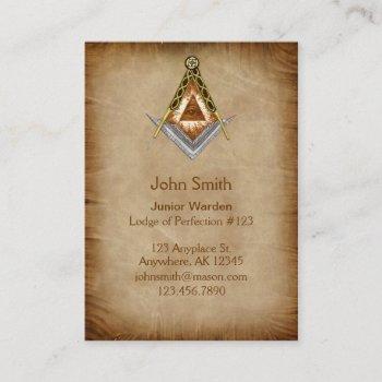 hand drawn square and compass with all seeing eye business card