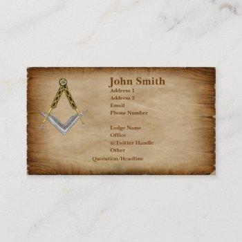 hand-drawn square & compass parchment business card