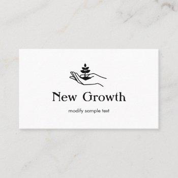 hand holding leaf plant therapist counseling business card