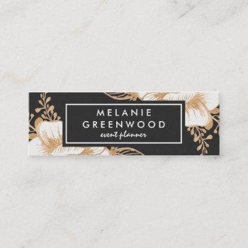hand painted gold painted flowers business card