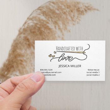 handcrafted gold sewing needle white one sided business card