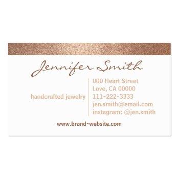 Small Handmade Elegant Simple Rose Gold Style Heart Glam Business Card Back View