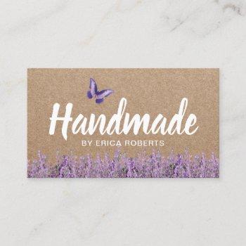 handmade gift rustic kraft lavender floral business card