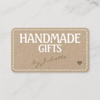 handmade gifts rustic kraft paper sewing stitches business card