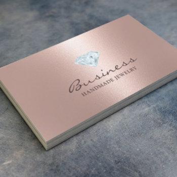 handmade jewelry bright diamond blush rose gold business card