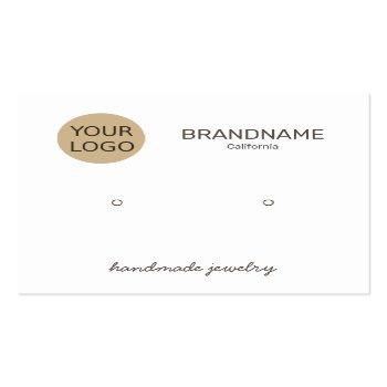 Small Handmade Jewelry Earrings Studs Display Card Logo Front View