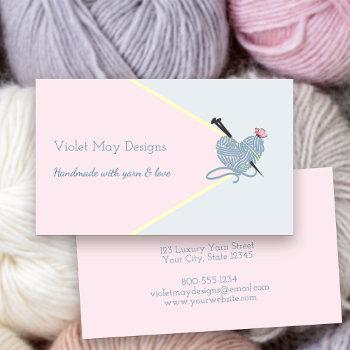 handmade pastel pink blue knitting or yarn craft business card