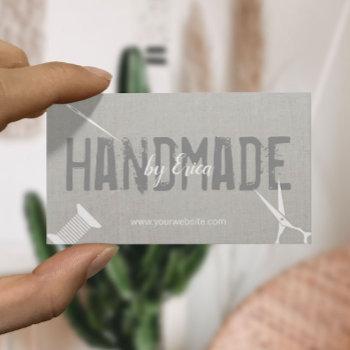 handmade sewing crafts elegant silver linen business card