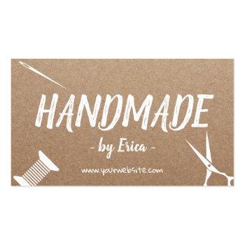Small Handmade Sewing Crafts Rustic Kraft Business Card Front View