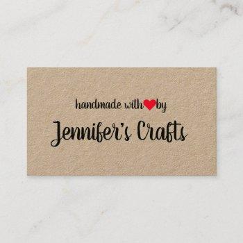 handmade with love by creator kraft business card