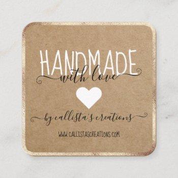 handmade with love etsy home crafter art fair gold square business card