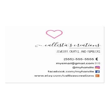 Small Handmade With Love Etsy Home Crafter Art Fair Square Business Card Back View