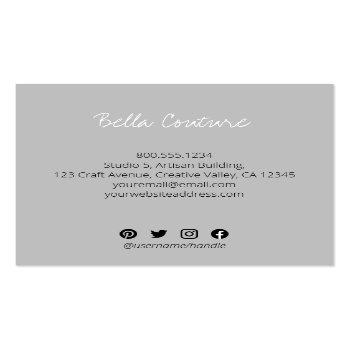Small Handmade With Love Oversized Typography Grey Square Business Card Back View