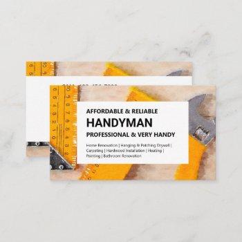 handyman business card - working tools / rulers