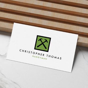 handyman, carpenter, builder green logo business card