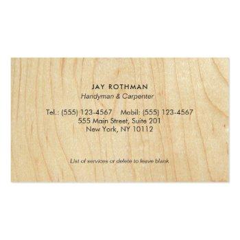 Small Handyman / Carpenter Tools Home Improvement Wood Business Card Back View