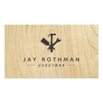Small Handyman / Carpenter Tools Home Improvement Wood Business Card Front View