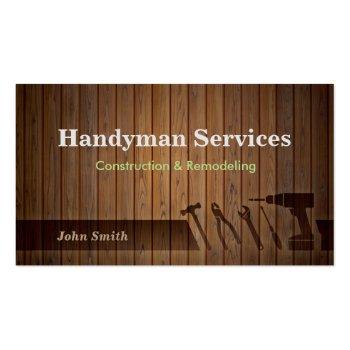 Small Handyman Construction Remodeling Business Cards Front View