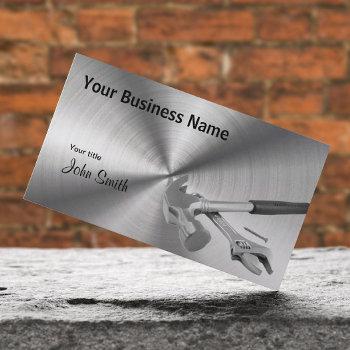 handyman hammer and tools professional metal business card