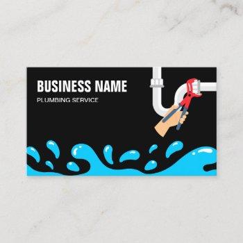 handyman plumbing water pipe black plumber business card