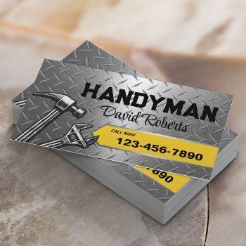 handyman repair & maintenance service metal business card