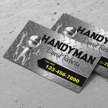 handyman repair & maintenance service metal steel business card
