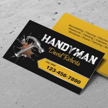 handyman repair & maintenance service steel hammer business card