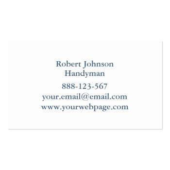 Small Handyman Repairman Saw Blade Hammer Wrench Business Card Back View