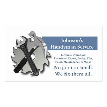 Small Handyman Repairman Saw Blade Hammer Wrench Business Card Front View