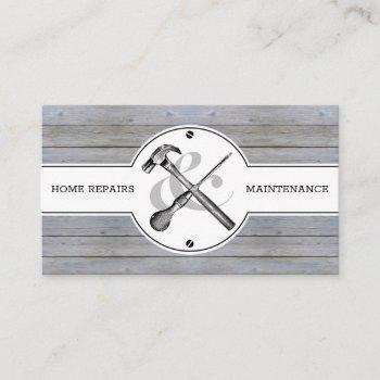handyman rustic gray wood vintage construction business card