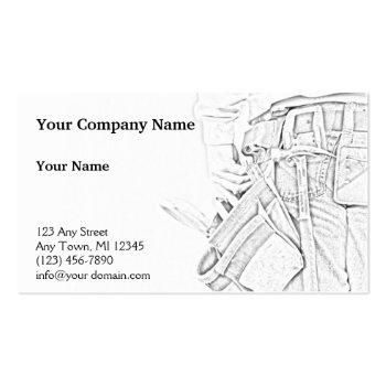 Small Handyman Sketch In Black And White Business Business Card Front View