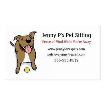Small Happy Big Brown Dog With Tennis Ball Business Card Front View