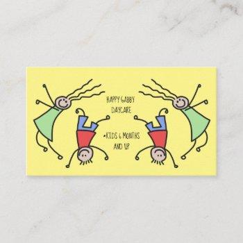 happy kids playing cute daycare business card
