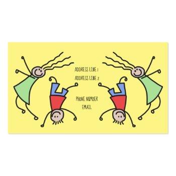 Small Happy Kids Playing Cute Daycare Business Card Back View
