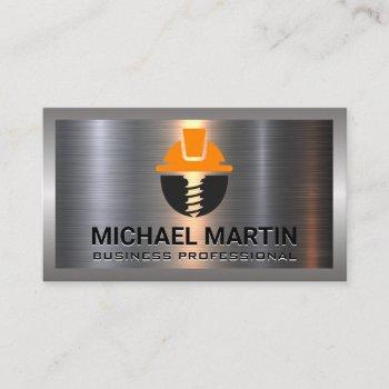hard hat screw | construction logo | aluminum business card