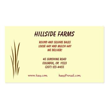 Small Hay For Sale Business Card Back View