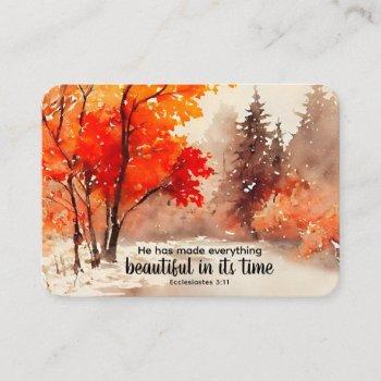 he has made everything beautiful bible fall trees business card