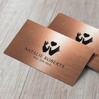 healing hands & heart massage therapy copper business card