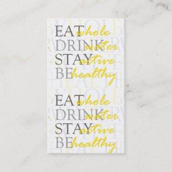 Small Healthy Life Coach Stay Active Business Card Front View