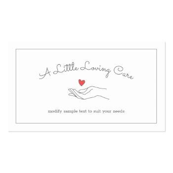 Small Heart In Hand Elderly Disabled Caregiver Business Card Front View