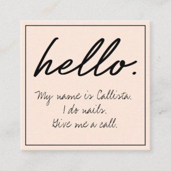 hello i do quote modern blush pink typography square business card
