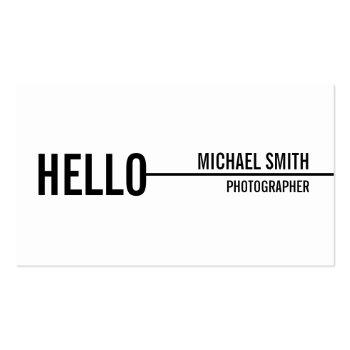 Small "hello" Simple Modern Minimalist Kraft Paper Business Card Front View